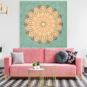 Parels en diamanten Mandala op Aqua Canvas Afdruk (Insitu (Woonkamer))