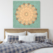 Parels en diamanten Mandala op Aqua Canvas Afdruk (Insitu (Slaapkamer))