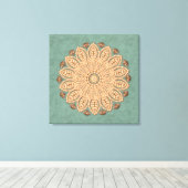 Parels en diamanten Mandala op Aqua Canvas Afdruk (Insitu (Houten vloer))