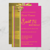 Parels en Gold Sweet 16 Kaart (Voorkant / Achterkant)