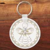 Parels en gouden filigraan kerst engel van vreugde sleutelhanger (Voorkant)