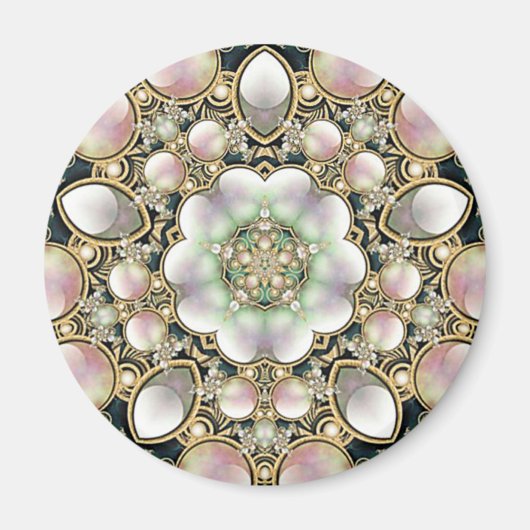 Parels en Gouden Kaleidoscoop Magneet (Voorkant)