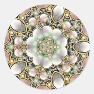 Parels en Gouden Kaleidoscoop Ronde Sticker