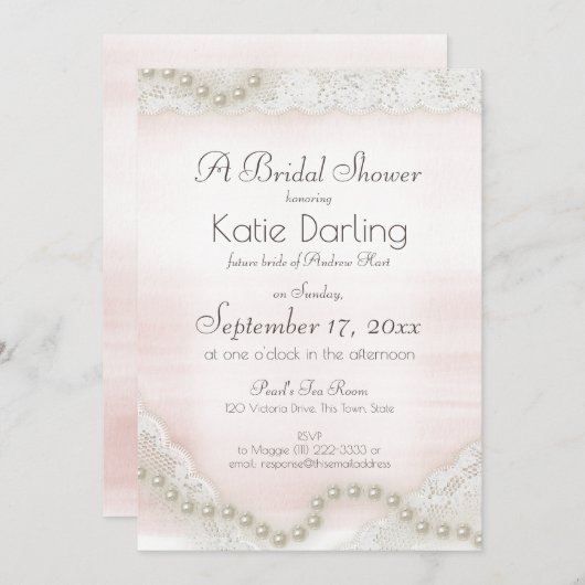 Parels en kant Blush Vrijgezellenfeest Kaart (Voorkant / Achterkant)