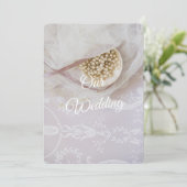 Parels en kant bruiloft kaart (Staand voorkant)