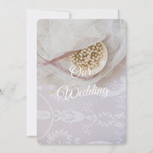 Parels en kant bruiloft kaart (Voorkant)