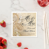 Parels en kant Mr. & Mrs. | ivoor Servetten (Insitu)