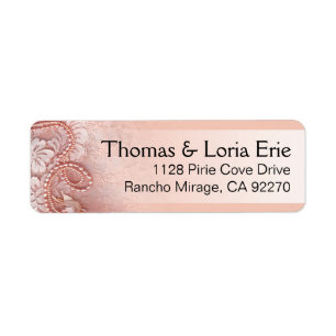 Parels en Kant pioenroze Etiket