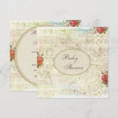 Parels en Lace Shabby Chic-Baby shower Kaart (Voorkant / Achterkant)