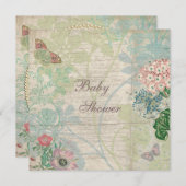 Parels en Lace Shabby Chic-Baby shower Kaart (Voorkant / Achterkant)
