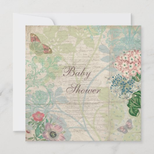 Parels en Lace Shabby Chic-Baby shower Kaart (Voorkant)