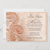 Parels en Lace Wedding | perfecte perziken Kaart (Voorkant)