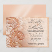 Parels en Lace Wedding | perfecte perziken Kaart (Voorkant / Achterkant)