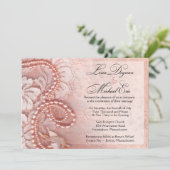 Parels en Lace Wedding | pony roze Kaart (Staand voorkant)