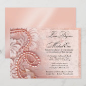 Parels en Lace Wedding | pony roze Kaart (Voorkant / Achterkant)