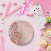 Parels en Lace Wedding | pony roze Papieren Bordje (Feest)