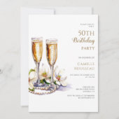 Parels en Prosecco 50ste verjaardagsfeestje Kaart (Voorkant)