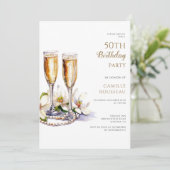 Parels en Prosecco 50ste verjaardagsfeestje Kaart (Staand voorkant)