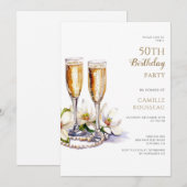 Parels en Prosecco 50ste verjaardagsfeestje Kaart (Voorkant / Achterkant)
