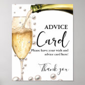 Parels en Prosecco Advies vrijgezellenfeest teken Poster (Voorkant)