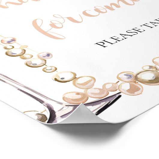 Parels en Prosecco Bedankt voor uw komst Sign Poster (Hoek)