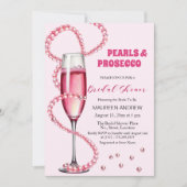 Parels en Prosecco Blush Roze Vrijgezellenfeest Kaart (Voorkant)