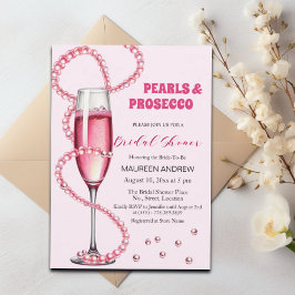 Parels en Prosecco Blush Roze Vrijgezellenfeest Kaart