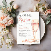 Parels en Prosecco Blush Roze Vrijgezellenfeest Kaart