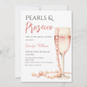 Parels en Prosecco Blush Roze Vrijgezellenfeest Kaart (Voorkant)