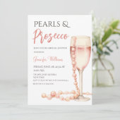 Parels en Prosecco Blush Roze Vrijgezellenfeest Kaart (Staand voorkant)