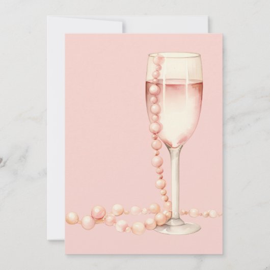 Parels en Prosecco Blush Roze Vrijgezellenfeest Kaart (Achterkant)