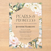 Parels en Prosecco | Boho Floral Vrijgezellenfeest Acryl Uitnodigingen (Voorkant)