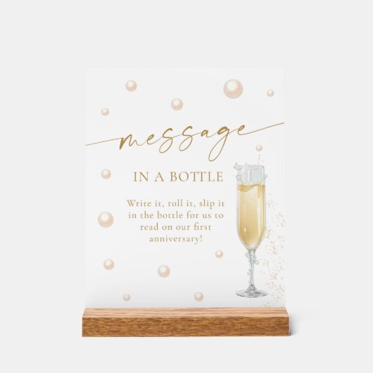 Parels en Prosecco Boodschap in een flessenspel Acryl Bord (Voorkant)