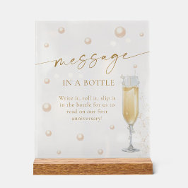 Parels en Prosecco Boodschap in een flessenspel Acryl Bord