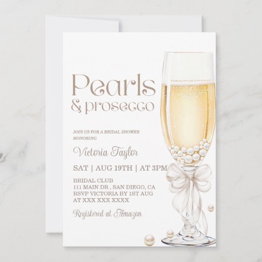 Parels en Prosecco Bow Vrijgezellenfeest Kaart (Voorkant)