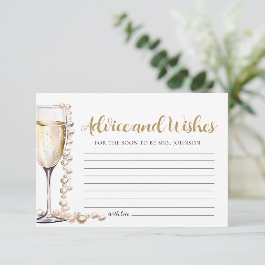 Parels en Prosecco Bridal Advies en Wensen Kaart (Staand voorkant)
