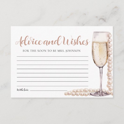 Parels en Prosecco Bridal Advies en Wensen Kaart (Voorkant)