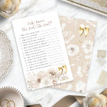 Parels en Prosecco Bridal Game<br><div class="desc">(Kies MATT papierafwerking - NIET halfglans - om op te schrijven.) Verhoog uw feest met onze Parels en Prosecco Bruids Spel. Met delicate waterverf boho chic crème en tan bloemen versierd met mooie parels en goud-stoffige champagneglazen, straalt dit collectie tijdloze sophisticatie uit. Perfect voor een champagne brunch affaire, dit collectie...</div>