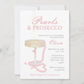 Parels en Prosecco Bridal Shower Uitnodiging (Voorkant)