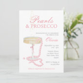Parels en Prosecco Bridal Shower Uitnodiging (Staand voorkant)