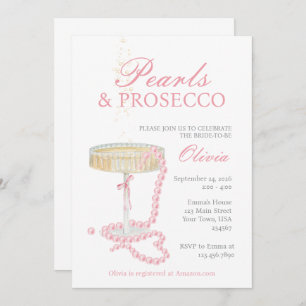 Parels en Prosecco Bridal Shower Uitnodiging