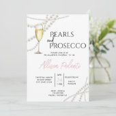 Parels en Prosecco Bridal Shower Uitnodiging (Staand voorkant)