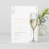 Parels en Prosecco Bridal Shower Uitnodiging (Staand voorkant)