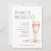 Parels en Prosecco Bridal Shower Uitnodiging (Voorkant)