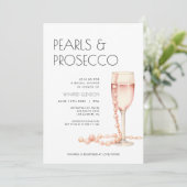Parels en Prosecco Bridal Shower Uitnodiging (Staand voorkant)