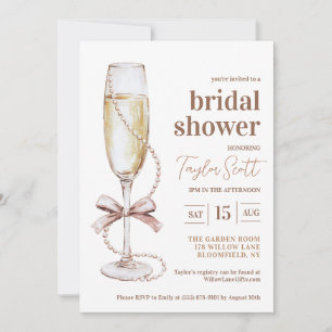 Parels en Prosecco Bridal Shower Uitnodiging