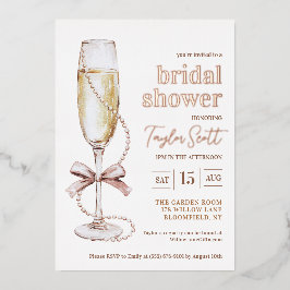 Parels en Prosecco Bridal Shower Uitnodiging