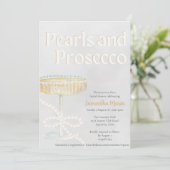 Parels en Prosecco Bridal Shower Uitnodiging (Staand voorkant)