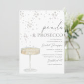 Parels en Prosecco Bridal Shower Uitnodiging (Staand voorkant)
