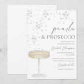 Parels en Prosecco Bridal Shower Uitnodiging (Voorkant / Achterkant)